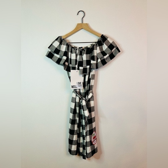 NWT Love Moschino Gingham Checkered Cherry Patch Dress 4 - Picture 3 of 11